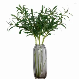 Decorative Flowers Olive Branch Artificial Plants Green Plastic Plant Leaves For Vase Home Wedding Decoration