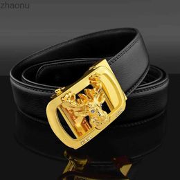 Belts High Quality Deer head buckle belts men buckle genuine leather designer fashion leisure Simple black ceinture homme blue red XW