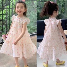 Girl Dresses 2-8 Years Summer Princess Girls Dress Full Print Little Flower Lightweight And Comfortable Design Party For Kids