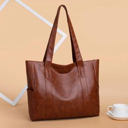 Bag Fashion Solid Color Top-handle Bags Autumn PU Leather Shoulder Satchel Portable Street Daily Large Capacity Totes Handbags