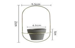 2 Pieces Pottery Planters Modern Hanging Pots with Metal Stands Small Flower Vase Home Wall Decoration Y2007099081047