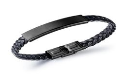 Fashion Jewellery Mens Black Charm Handmade Braid Leather Bracelet Finding Stainless Steel Design Diy Punk Hip Hop Bracelets For Men8520549