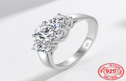 100 Original 925 Solid Silver Ring Staggered Connexion 6mm 1ct CZ Zirconia Wedding Engagement Rings For Women Fine Jewellery Gift 8353342