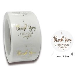 Thank You Stickers Seal Labels Scrapbook Handmade Sticker Circle Stationery Hand Made Deco for Envelope Gift 500pcs roll8224144