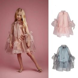 Princess in Dresses Elegant Luxury Tulle Long Sleeves Holiday Children Clothing Kid Party Costume Baby Girl Clothes 240511