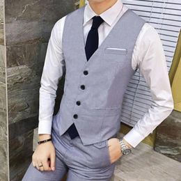 Men's Tank Tops Vest Suit Single-breasted Slim-fit Men Fashion Formal Business Waistcoat Blazer