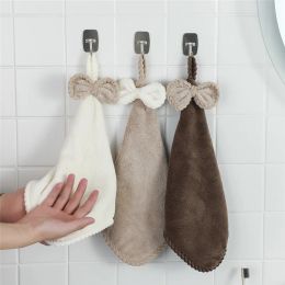 Set Coral Velvet Bowknot Soft Hand Towels Bathroom Thickened Microfiber Towel Absorbent Cleaning Rags Home Kitchen Wipe Dishcloths