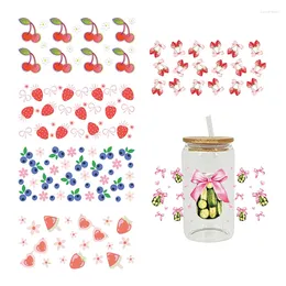 Window Stickers Fruit Themed UV DTF Transfer Sticker For The 16oz Libbey Glasses Wraps Cup Can DIY Waterproof D15352