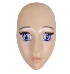 2019 New Anime Girl Mask Cosplay Cartoon Crossdresser Latex Adult Blue Eyes Cute Anime Female Face Mask9746876