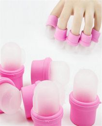 10pcslot Wearable Nail Soak Polish Remover DIY Acrylic UV Gel Cap Wrap Pink Silicone Nail Art Tool Set10PCSLot3481125