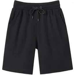 Men's Shorts Summer Fashion High Quality Cotton Men Casual Drawstring Waist Comfortable Black White Asian Size L-5XL Knee Length