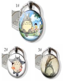 Anime Manga Metal keychain My Neighbour Totoro Glass Dome Cabochon Studio Ghibli Satsuki Mei Tatsuo Yasuko Catbus Key Ring Gift3966230