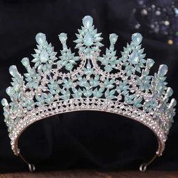 Tiaras Elegant Baroque Luxury Bridal Opal AB Crystal Tiara For Women Girls Gift Wedding Party Queen Crown Hair Dress Accessories
