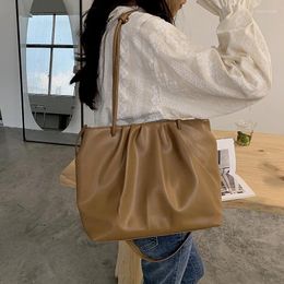 Evening Bags Fashion Korean Pleated Bucket Bag Women's Retro One Shoulder Cloud Underarm Tote Pillow Ruched Folded Minimalist