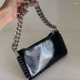 Drawstring Fashion Sequined Chains Shoulder Bag Black Glossy Woman's Handbags Casual Crossbody Bags For Woman Square Phone Flap Purses Chic