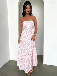 Casual Dresses Townlike Summer 2024 Printed Slim Fit Long Skirt Style Sexy A-Line Dress For Women