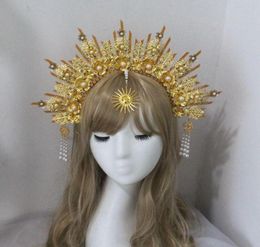 Other Event Party Supplies Couronne Crown Headband Golden Halo Hair Accessories Mary Goddess Wedding Headwear Halloween Costume 6073004