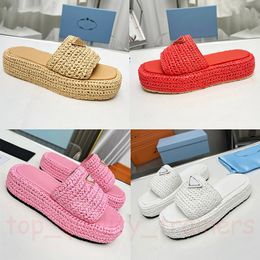 New Luxury Famous Designer Sandals Women Crochet weaving Thick bottom Platform Slides OG padded Slippers Sliders Womens Summer Beach Shoes Outdoor Sandal Size 35-41