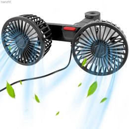 Electric Fans Rear seat dual head USB powered car fan 3-speed 360 degree rotating 5V electric car seat fan suitable for home office desksWX