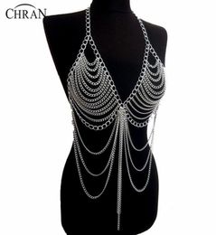 Chran New Fashion Beach Chain Necklaces Alloy Chain Bra Long Necklaces Pendants For Women Sexy Statement Body Jewelry Bc0395 J194175336