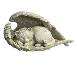 Garden Decorations Sleeping Angel Sculpture Gift With Wings Pet Memorial Statue Resin Home Dog Cat Decoration Marker Outdoor Puppy4666112
