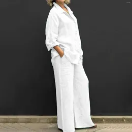 Women's Two Piece Pants 2024 Summer Casual Cotton Linen Suits With For Women Shirt And Shorts Set Outfit Long Sleeve Ankle-Length Tracksuit