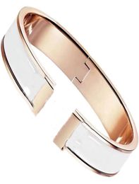 Fashion Titanium Steel H Letter Bangle Charm Love Opening Jewelry Rose Gold White Comes with Exquisite Packaging Gift Box2357944