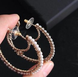 Fashion brand Have stamps moon pearl hoop earrings aretes for lady women party wedding marry Jewellery engagement lovers gift with b7105284