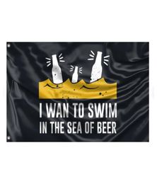 I Want To Swim In Sea Of Beer Flags Banners 3X5FT 100D Polyester Sports High Quality Vivid Colour With Two Brass Grommets8273353