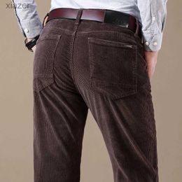 Men's Jeans Autumn and Winter Mens Corduroy Casual Pants Business Fashion Elastic Regular Fit Stretch Trousers Male Black Khaki Coffee NavyWX