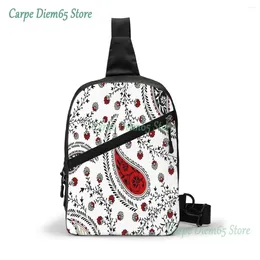 Backpack Sling Bag Art Retro National Flower Paisley Chest Package Crossbody For Cycling Travel Hiking