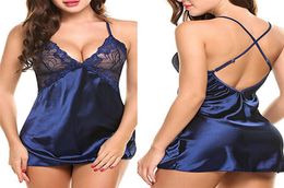 Women039s Sexy Lingerie Dress Babydoll Set Lace Nightwear Lace Silks Braces Skirt Plus Size Halter Erotic Sexy Nightwear6462099