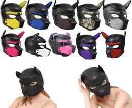 Party Masks Padded Latex Rubber Role Play Dog Mask Puppy Cosplay Full HeadEars 10 Colors6255636
