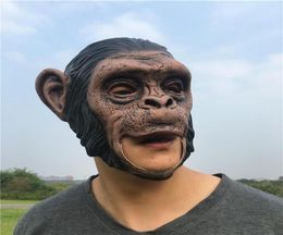 1Pcs Realistic Orangutan Latex Masks Full Face Animal Monkey Mask Scary Mask Halloween Party Cosplay Prop Masquerade Fancy Dress Y3815883