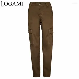 Women's Jeans Pocket Washed Cargo Jean Pants Retro High Street Fashion Waist Casual Straight Denim