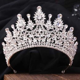 Tiaras 7 Colours Elegant Luxury Bridal Opal Crystal Tiara For Women Girls Gift Wedding Party Queen Crown Hair Dress Accessories