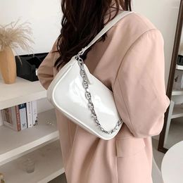 Shoulder Bags Patent Leather Design Small Underarm For Women 2024 Summer Fashion Travel Chain Handbags Blue