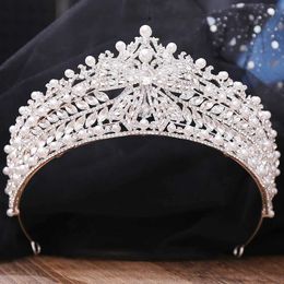 Tiaras Elegant Luxury Cute Big Bowknot Crystal Pearl Tiara Crown For Women Girls Princess Wedding Bridal Hair Party Accessories