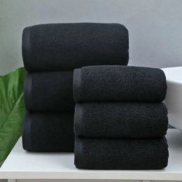 Set Solid Color Home Hotel Bath Towels Bath Shower Cotton Bathroom Cloth Towels SPA Club Sauna Beauty Salon Hand Towel Black