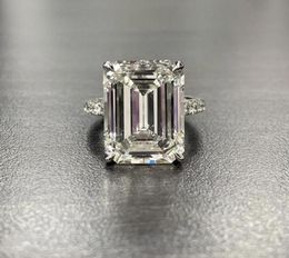 Luxury 100 925 Sterling Silver Created Emerald cut 4ct Diamond Wedding Engagement Cocktail Women Rings Fine Jewellery whole2734236
