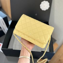 Woc Fashion Womens Shoulder Bag Leather Clamshell Gold Hardware Cc Buckle Luxury Handbag Matelasse Chain Crossbody Bag Interior Zipper Wallet Card Holder Bags 19cm