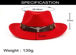 Women039s Men039s British hat style Retro Western cowboy wool wide belt punk cowgirl jazz leather Godfather Cap Size 5658CM2998429