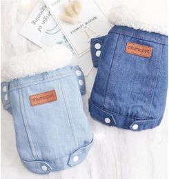 Winter Jacket Puppy Clothes Outfits Denim Coat Jeans Costume Chihuahua Poodle Bichon Pet Dog Clothing Apparel Y01076948750