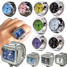 Cluster Rings Vintage Punk Quartz Finger Watch Ring For Women Men Couple Digital Watches Elastic Stretchy Band Jewelry Clock