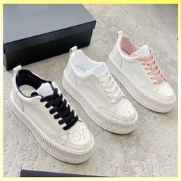 Little Fragrant Panda Shoes Women's New Little White Shoes Flat Bottom Sports Board Shoes Genuine Leather Coloured Version Muffin Thick Bottom Ventilate Casual