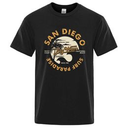 Men's T-Shirts San Diego Surf Paradise West Coast Of California Men Women Tshirt Loose Cotton T Shirt Breathable Clothes Oversize Casual Ts Y240429