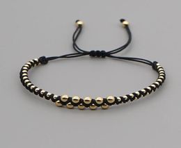 Beaded Strands Go2Boho Friendship Braclets Braided Bracelet For Men Jewellery Women Fashion Black String Golden Beads Bracelets Han9358031