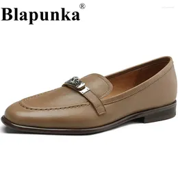 Casual Shoes Blapunka Luxury Designer Metal Lock Genuine Leather Loafers Women Slipons Flat Ladies Leisure Comfort Soft Flats