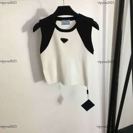 designer knit vest women brand clothing for womens summer tops fashion triangle logo ladies sleeveless t shirt Apr 29