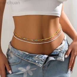 Waist Chain Belts Elastic Waist Belly Chain Bohemia Colour Multi layered Body Jewellery Bead Body Chain Bikini d240430